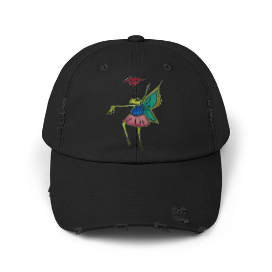 Frog Ballerina Unisex Distressed Cap